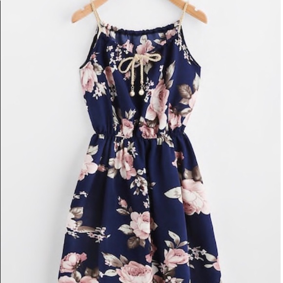 Braided Bead Strap Tie Froral Print Dress - Picture 6 of 6